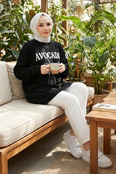 hafsamina Avocado Knitwear Tunic Black Hm262620