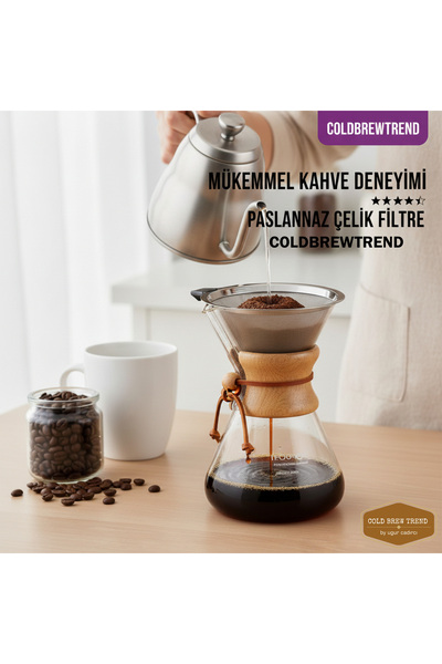 COLD BREW TREND by uğur cadırcı Paslanmaz Çelik Kahve Filtresi - Kağıtsız V60...