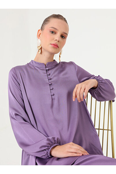 Refka Buttoned Detailed Skirt Suit - Purple -