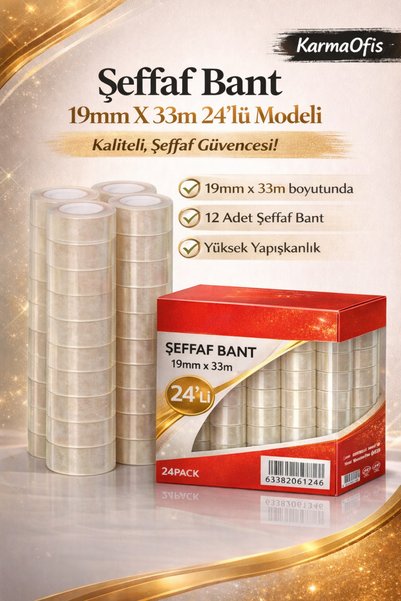 KarmaOfis Prozirna traka 19mm x 33m – Pakovanje od 24 komada | Snažno lepljen...