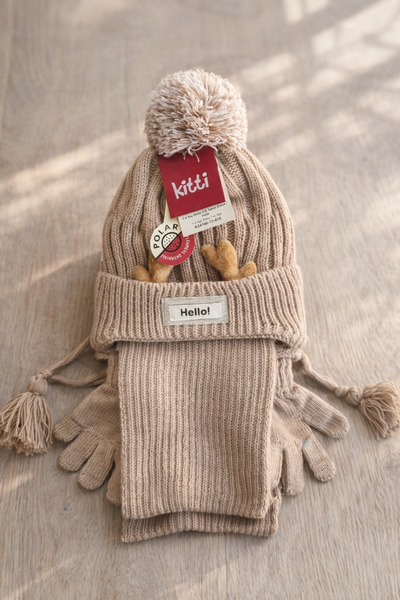 Uğur bebe Kitti 1-4 Years Old Baby Winter Set |   Fleece Inside and Milk Brow...