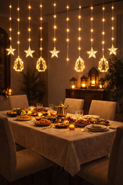 MOTRK Ramadan Lanterns and Stars - 10 LED Lights, Warm White Color, Indoor an...