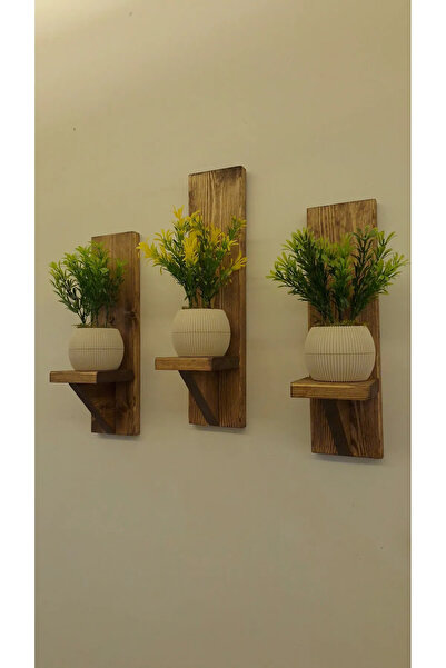 DDTREND 3 Pieces Decorative Wooden Wall Shelf Balcony Shelf Flower Pot Rustic...