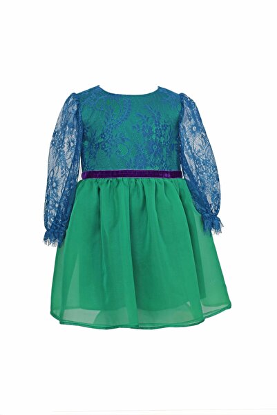 ambar studio JADE turquoise lace silk girls dress