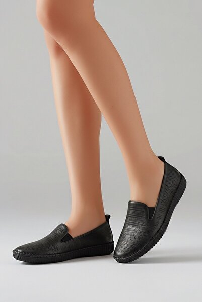 Voyager V26YA-7232 Siyah Cilt Deri Comfort Kadın Bebet Ayakkabı