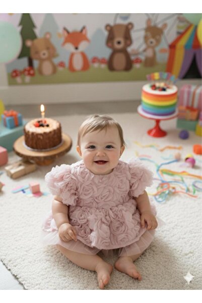 BİLGEN Style Baby Girl Rose-Colored Tights Jumpsuit