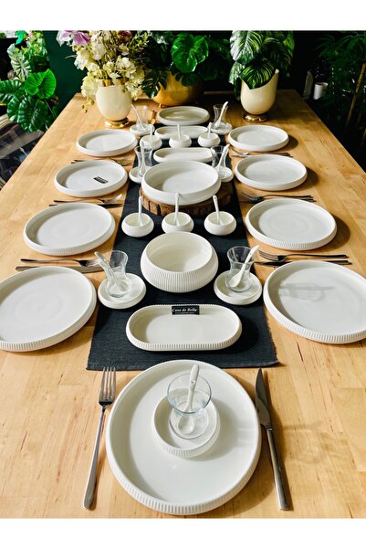 CASA DE BELLA ACAR Bianco Perla 41 Parça 6 Kişilik Kahvaltı Takımı