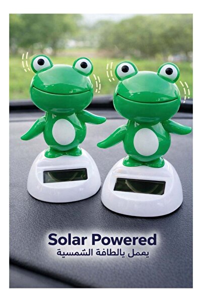 F.A.M.S لعبة ضفدع متأرجح تعمل بالطاقة الشمسية - زينة كرتونية لطيفة للسيارة وا...