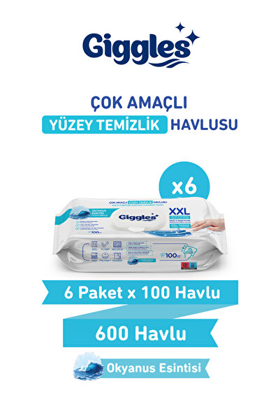 giggles XXL İz Bırakmayan Yüzey Temizlik Havlusu - (Okyanus Esintisi) 600 Yaprak