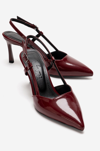 Lizzu Pantofi de damă cu vârf ascuțit, cu toc scurt, cu spatele deschis, Cone