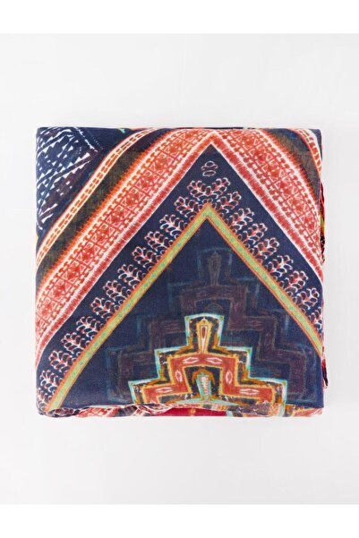 Jimmy Key Turuncu Çizgili Etnik Desenli Dokuma Şal