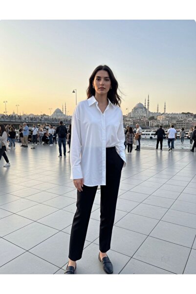 Şener Özer Women TERYCOTTON BEYAZ KADIN GÖMLEK