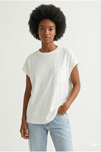 Bonbelle Women's Soft Textured T-Shirt with Sleeve Pockets