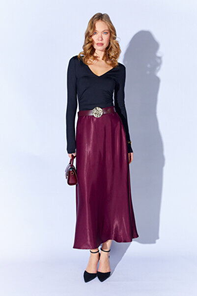 Manche Спідниця з атласу з деталями Mürdüm Kemer | MKS2910743-1