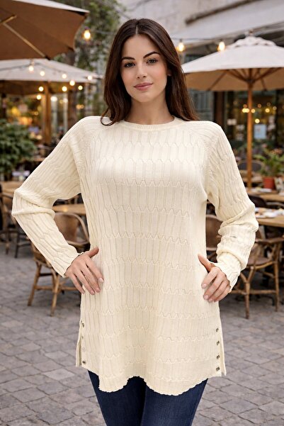 Fresh&Moda Women's Mercerized Slit Young Mother Seasonal Sweater