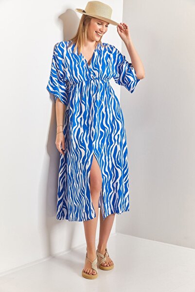 Hiccup Printed midi dress with V-neck and Slit