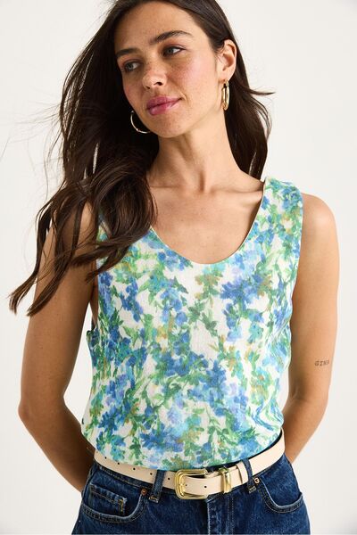 Hiccup Knitted summer blouse with Printed , thick model, Bianco Lucci