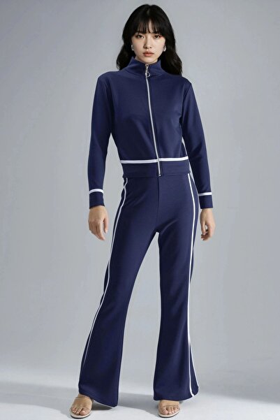 Hiccup Two-Piece Set With Modal Zipper Hoodie And Flared Pants Bersan Collection