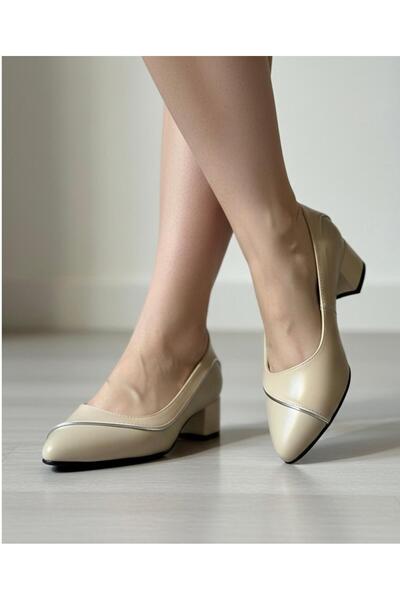beelleshoe Petra Beige Women's Leather Heeled Shoes