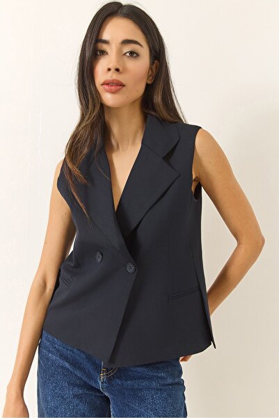 Hiccup Vestă cu guler șal Bianco Lucci, croială asimetrică