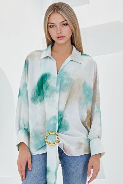 Hiccup BDART pale cream satin oversized shirt