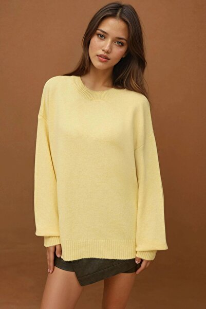 Hiccup Thick Crew Neck Long Hip Covering Sweater