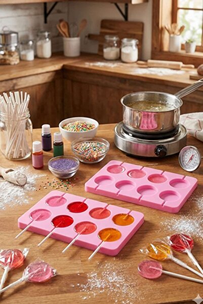 PASTRY PLANET Silicone Lollipop Making Mold 8 Compartments (1 Pc)