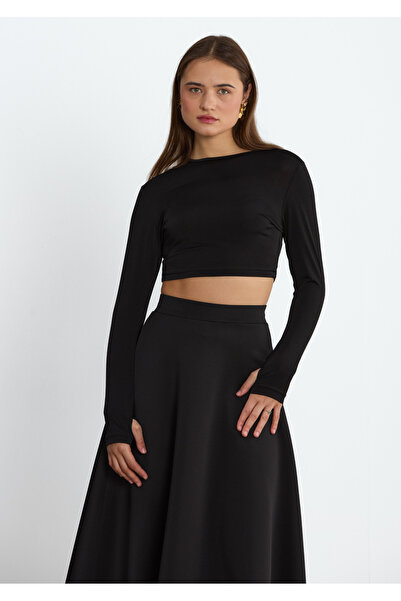 LADYA COLLECTION Black Kael Crop Blouse