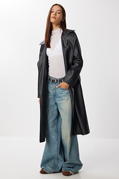 Hiccup ISTANBUL Long Trench Coat in Eco-Leather