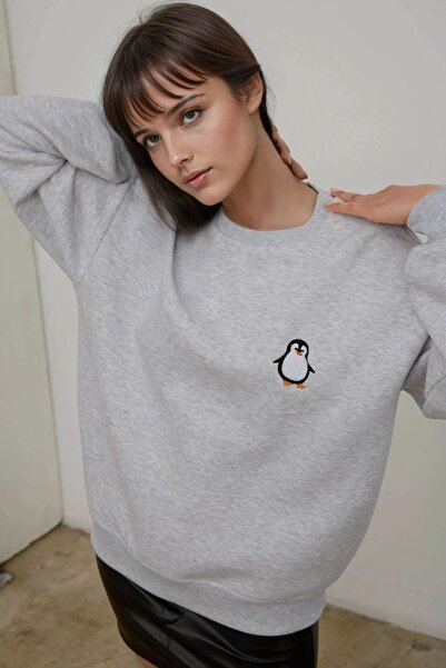 Hiccup Hanorac confortabil cu guler rotund, brodat cu model animal