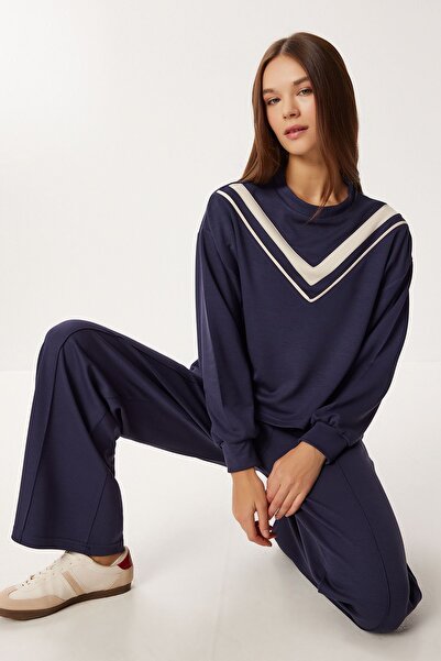 Hiccup Set ISTANBUL cu pantaloni cu croi larg, cu nervuri și blocuri de culoa...