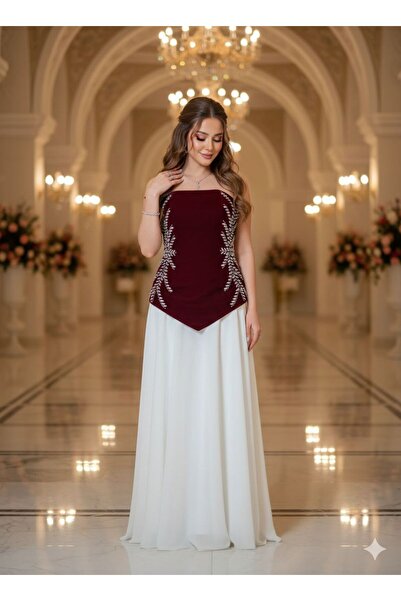 NARCISSUS FASHION A royal evening dress, a combination of embroidered velvet ...