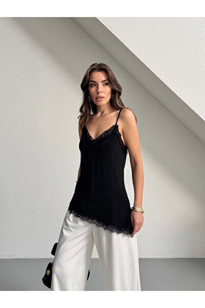 mydukkan.co Lace Detailed String Strap Blouse