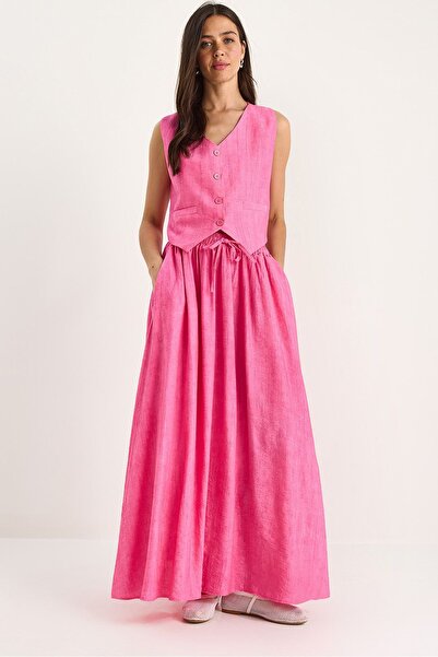 Hiccup LUCCI V-Neck Vest thaj Maxi Skirt duj kotora Coord Set