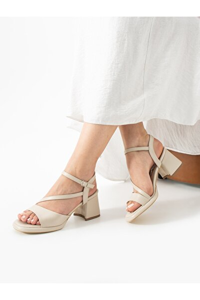 ALEMDAR AYAKKABI Alya Cream Heeled Women's Shoes