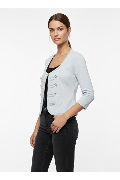 Cockatoo Gold Button Detailed Short Fabric Jacket & Cardigan