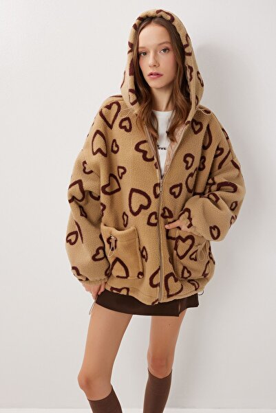 Hiccup ISTANBUL Oversized plush jacket with Hooded, zipper and pockets
