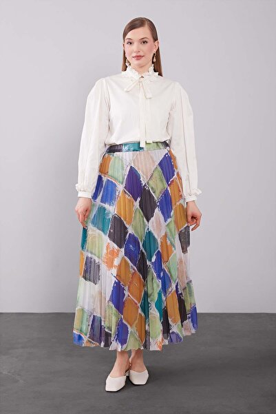 Levidor Saks Baklava Patterned Pleated Skirt