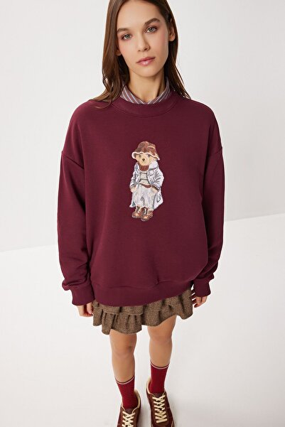 Hiccup ISTANBUL Oversized sweatshirt with round collar and printed detail