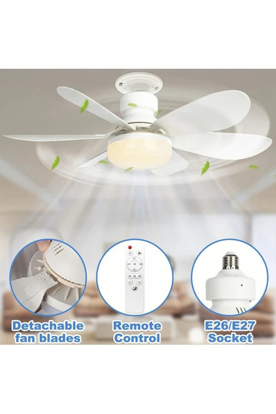 AyShop Uzaktan Kumandalı 30w E27 Bağlantılı 3 Hız Ayarlı Led Işıklı Tavan Per...