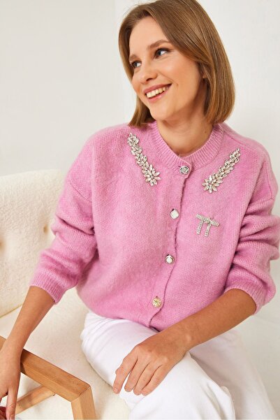 Hiccup Knitted fleece cardigan with decorated collar Bianco Lucci