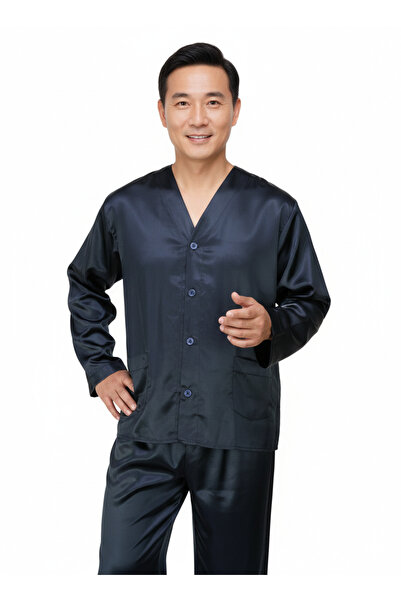 Oppland Ανδρικό Σετ Πιτζάμες από Σατέν Ύφασμα Πολυτελές Μοντέλο με Τσέπες Άνε...