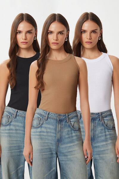 Hiccup ISTANBUL Set of 3 Cotton Tank Tops with Slim Fit