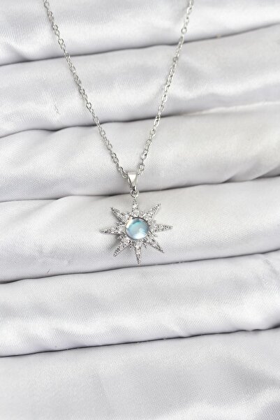 Lisinya سلسلة فولاذية 316L فضية اللون على شكل نجمة القطب مع حجر الزركون للنسا...