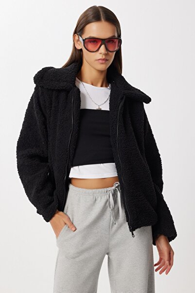 Hiccup ISTANBUL plush polo collar zip-up sweatshirt