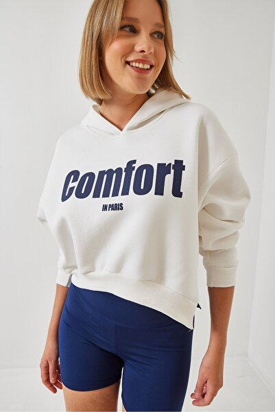 Hiccup Hanorac scurt Bianco Lucci cu trei fire periate și fermoar lateral