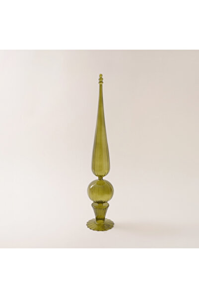 homez glass Ramadan decorative piece, green 10.5*10.5*60.5cm