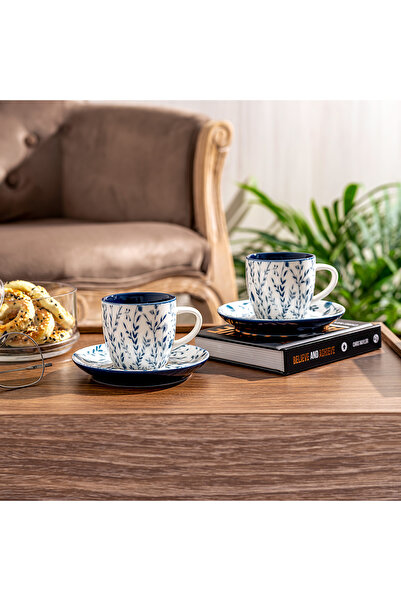 Dallaty white and blue porcelain English coffee cups set 12 pcs