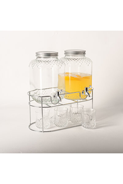 LA MESA 9 pcs glass juice dispensser and juice cups 4 L