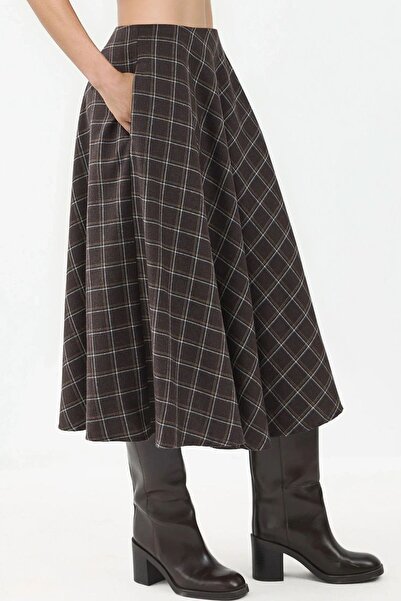 Hiccup Fustă maxi în carouri cu croială în formă de A